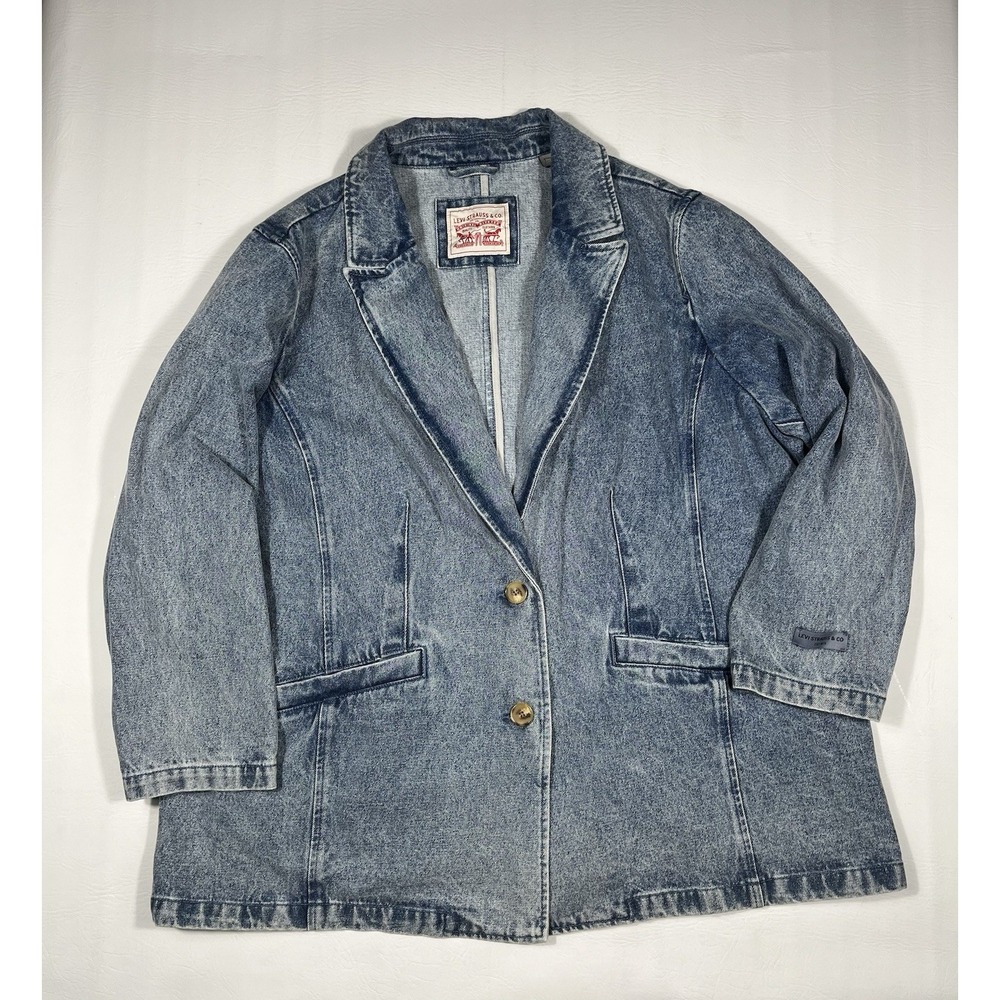 Levi's Denim Blazer Jacket Womens 3XL Blue Light Wash Casual Trucker Western